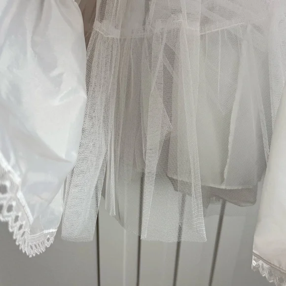 Vintage White Nylon Petticoat Crinoline Lace Hem Maxi Slip Skirt - Picture 4 of 12